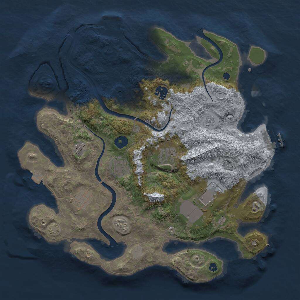 Rust Map: Procedural Map, Size: 3500, Seed: 214269896, 12 Monuments