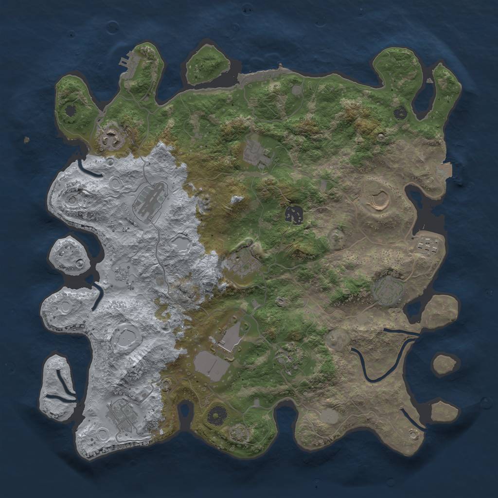 Rust Map: Procedural Map, Size: 3850, Seed: 314981185, 19 Monuments