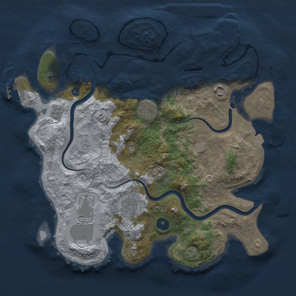 Rust Map: Procedural Map, Size: 3500, Seed: 576690200, 11 Monuments