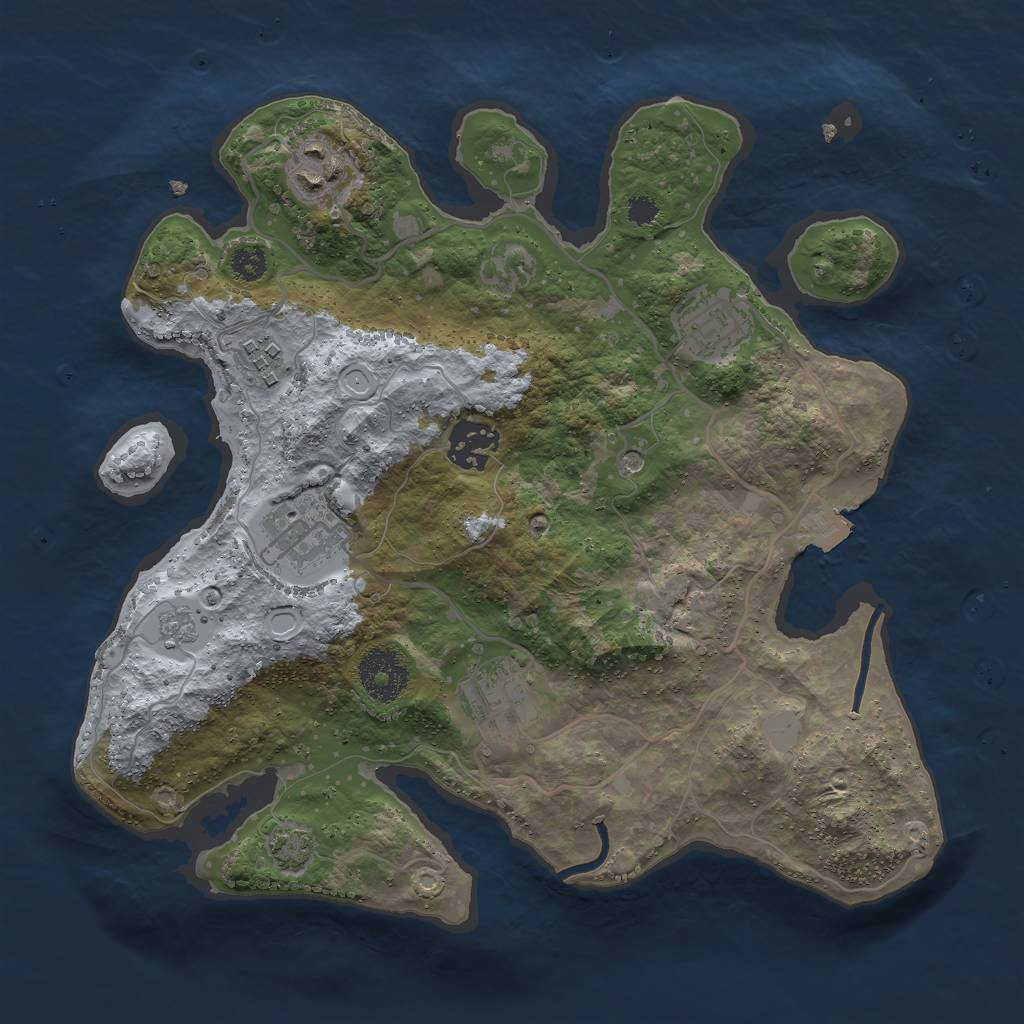 Rust Map: Procedural Map, Size: 3000, Seed: 697688567, 12 Monuments