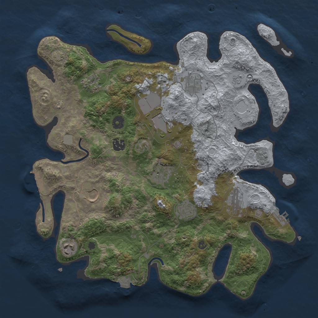 Rust Map: Procedural Map, Size: 3700, Seed: 484278897, 18 Monuments