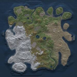 Thumbnail Rust Map: Procedural Map, Size: 3500, Seed: 697160985, 13 Monuments