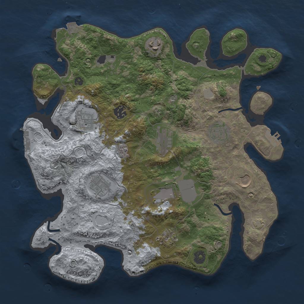 Rust Map: Procedural Map, Size: 3500, Seed: 697160985, 18 Monuments