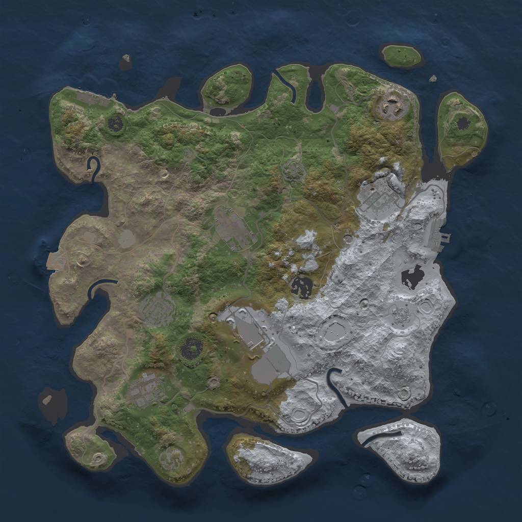 Rust Map: Procedural Map, Size: 3500, Seed: 96111024, 15 Monuments