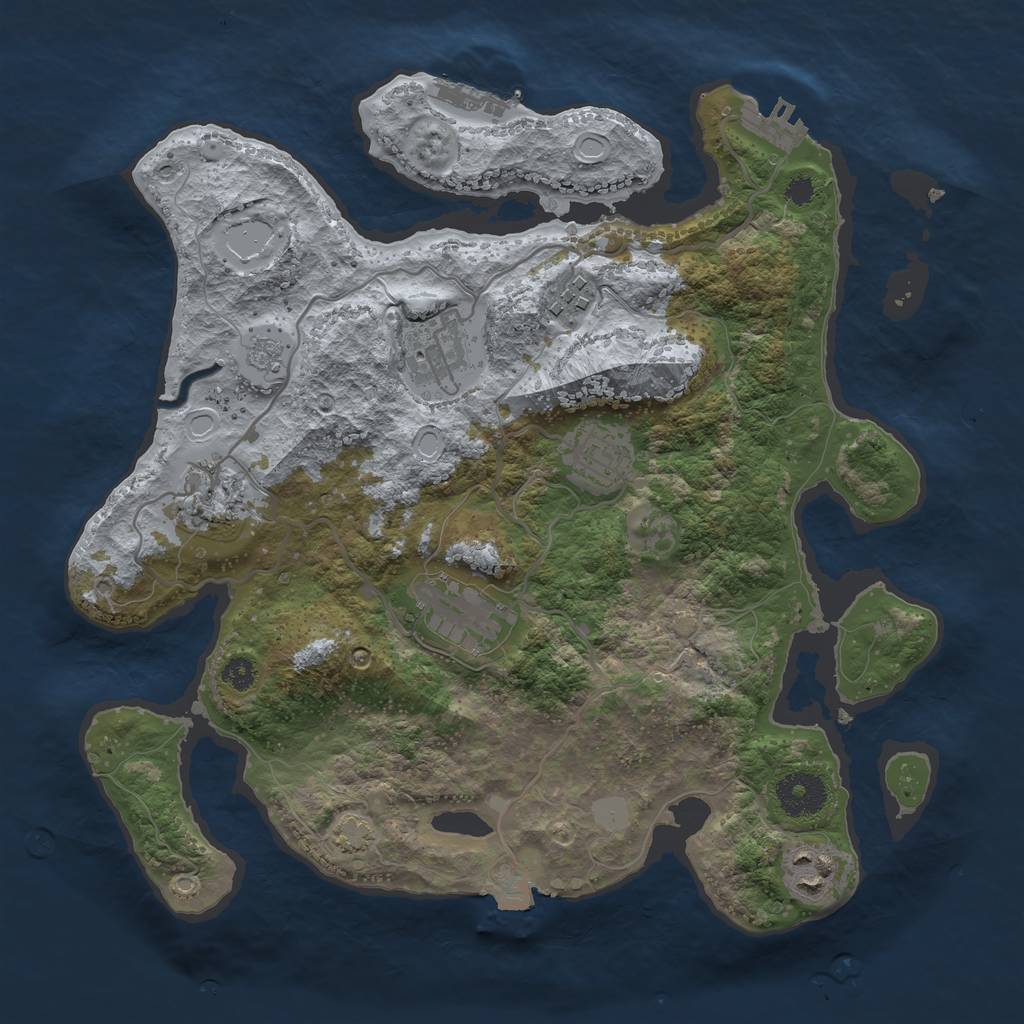 Rust Map: Procedural Map, Size: 3250, Seed: 607288228, 13 Monuments