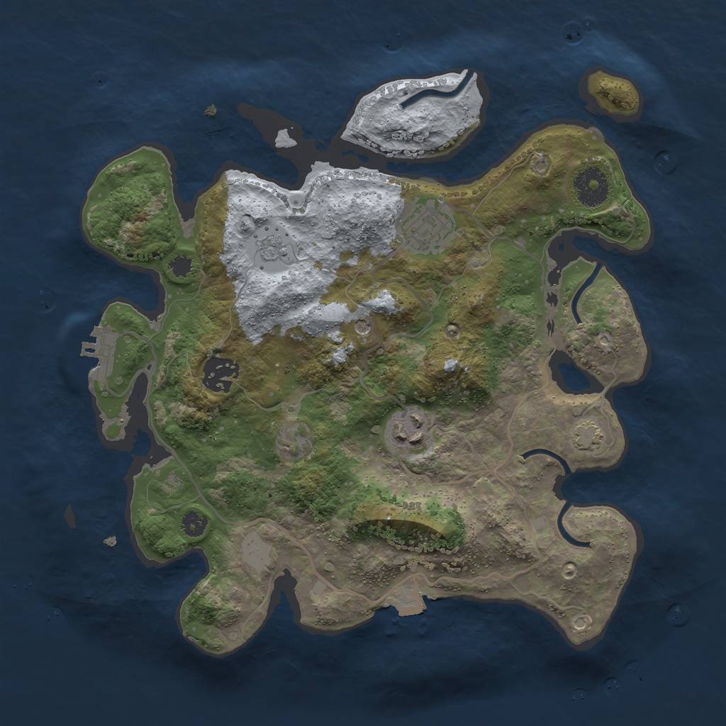 Rust Map: Procedural Map, Size: 3000, Seed: 25752, 10 Monuments