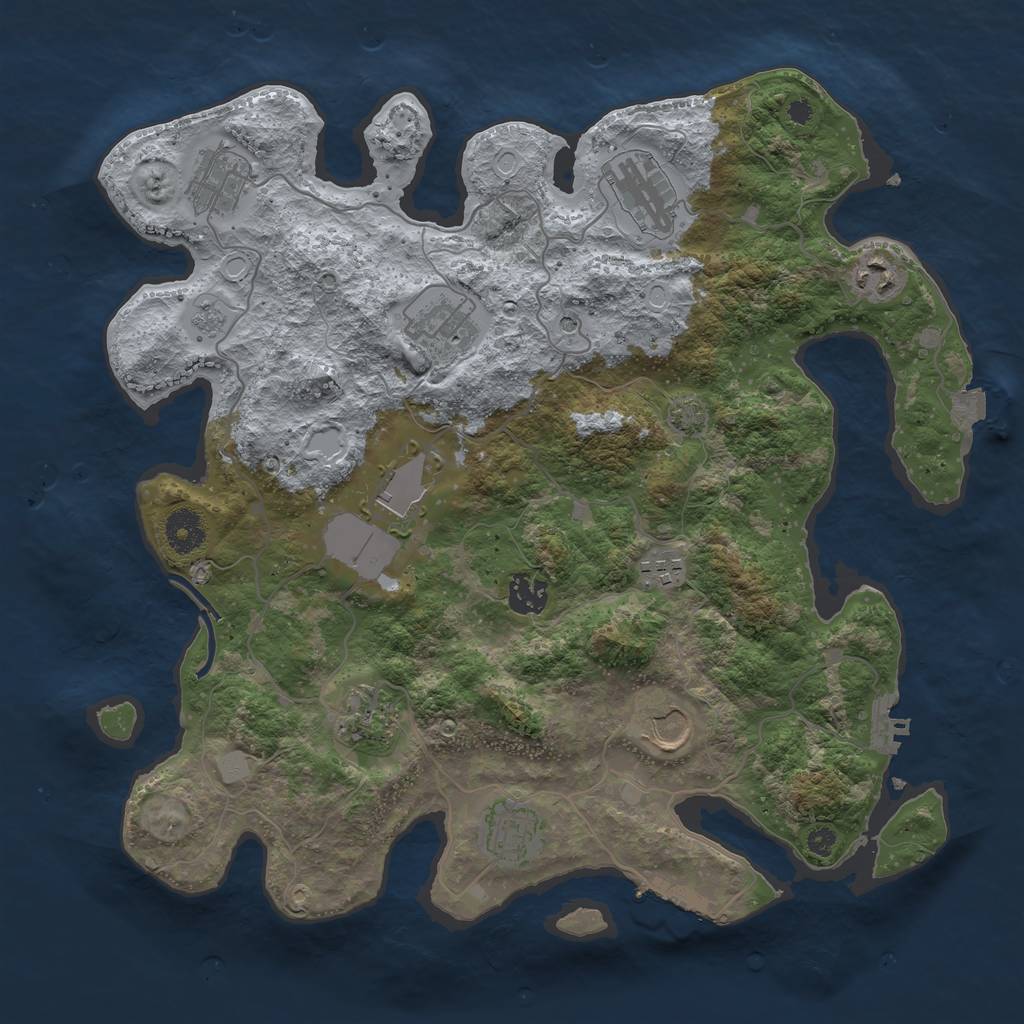 Rust Map: Procedural Map, Size: 3700, Seed: 1926349255, 18 Monuments