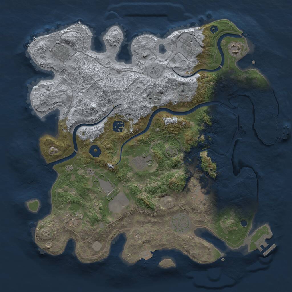 Rust Map: Procedural Map, Size: 3700, Seed: 1926349255, 16 Monuments