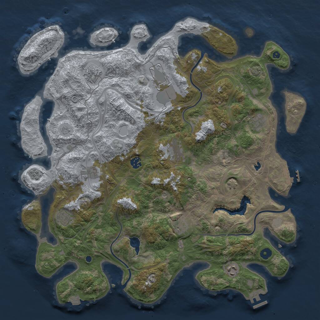 Rust Map: Procedural Map, Size: 4300, Seed: 34908550, 16 Monuments