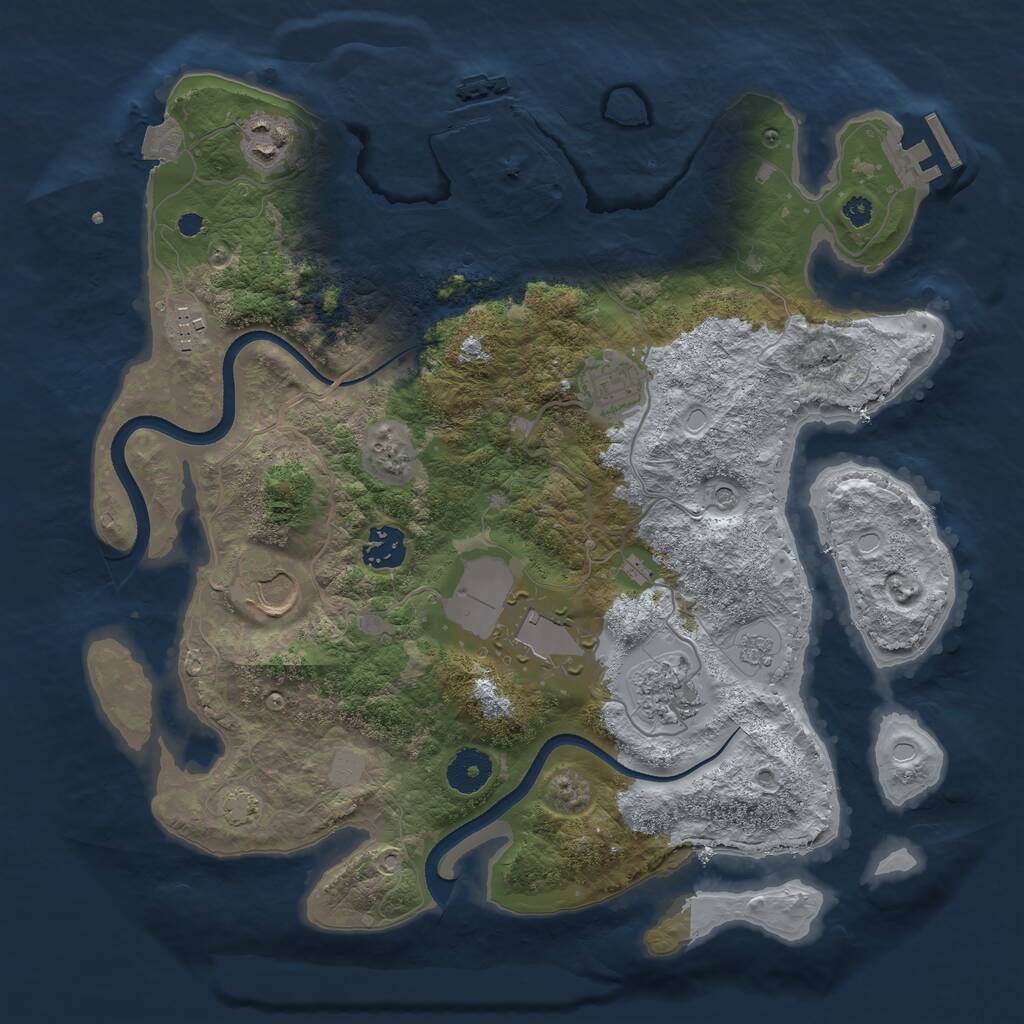 Rust Map: Procedural Map, Size: 3500, Seed: 862557817, 13 Monuments