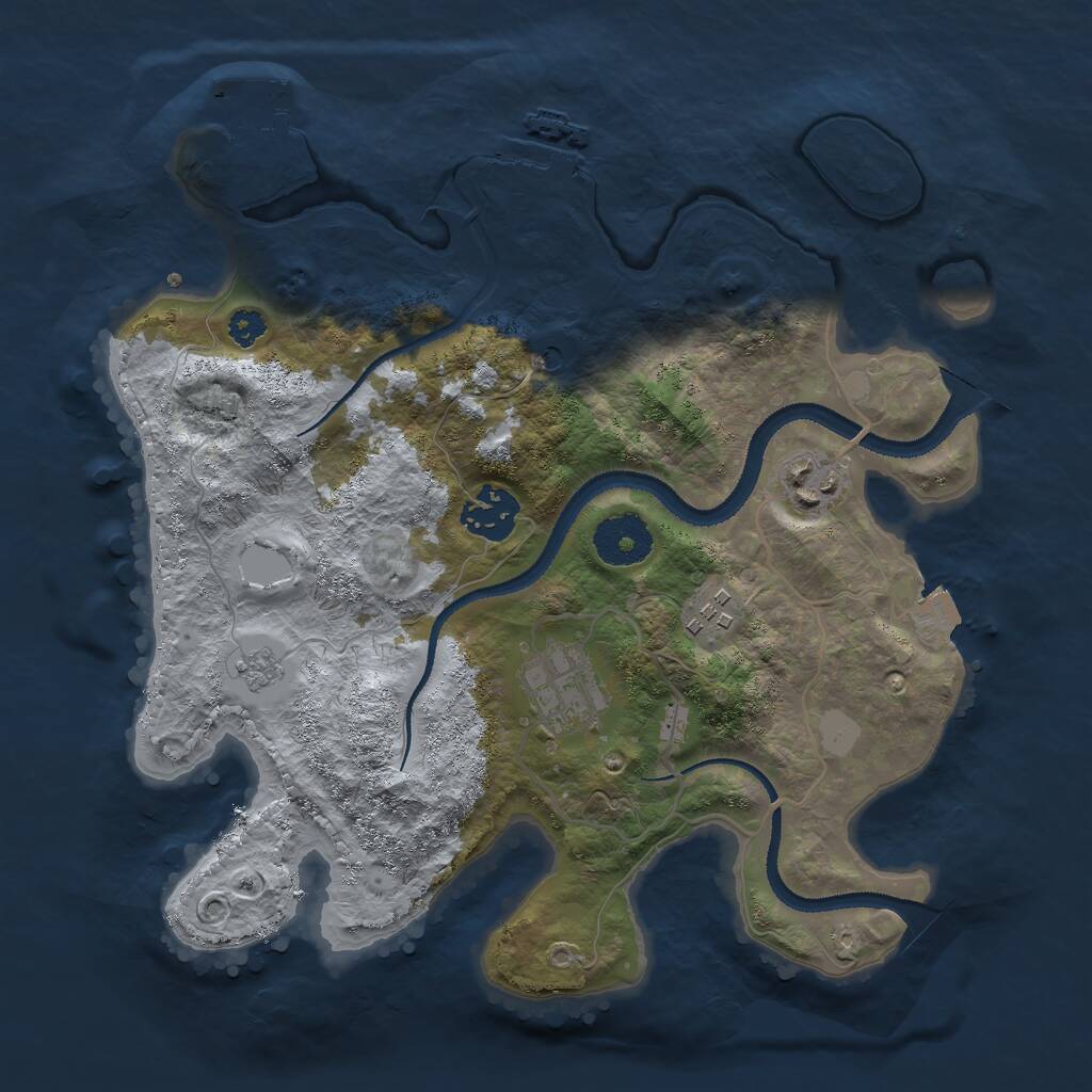Rust Map: Procedural Map, Size: 3000, Seed: 493388780, 9 Monuments