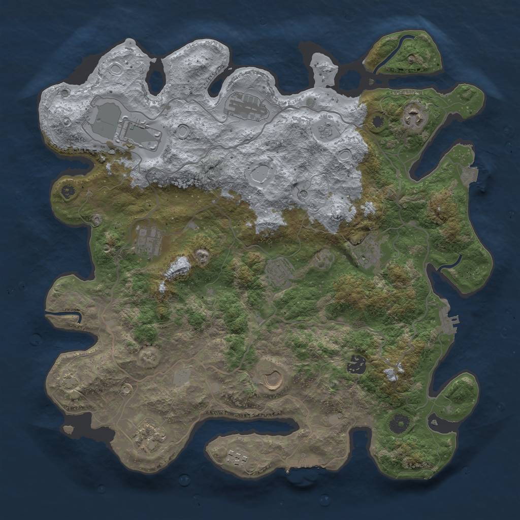 Rust Map: Procedural Map, Size: 4000, Seed: 90248809, 18 Monuments