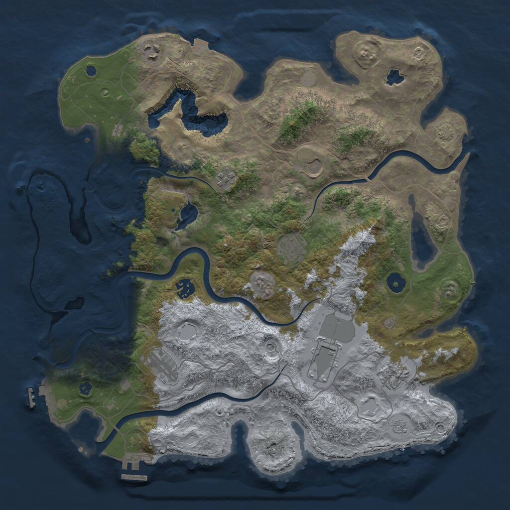 Rust Map: Procedural Map, Size: 4000, Seed: 3954, 14 Monuments