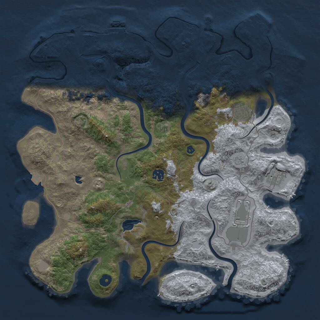 Rust Map: Procedural Map, Size: 4000, Seed: 1574033849, 11 Monuments