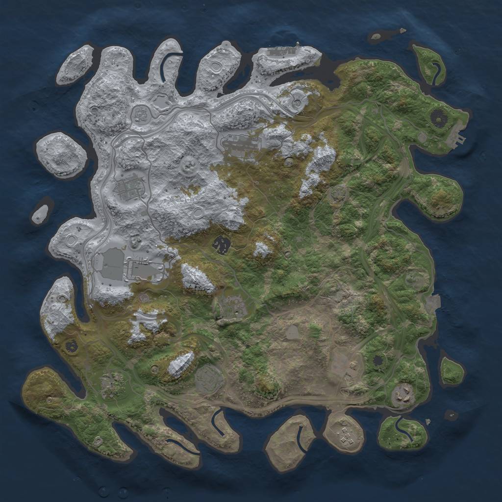 Rust Map: Procedural Map, Size: 4250, Seed: 1303353877, 18 Monuments