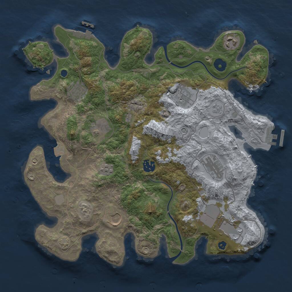 Rust Map: Procedural Map, Size: 3500, Seed: 150653176, 15 Monuments