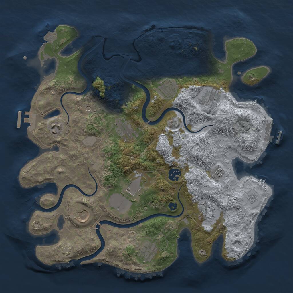 Rust Map: Procedural Map, Size: 3500, Seed: 1648635140, 16 Monuments