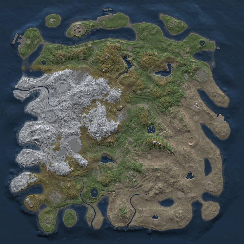 Rust Map: Procedural Map, Size: 4500, Seed: 1091427148, 16 Monuments