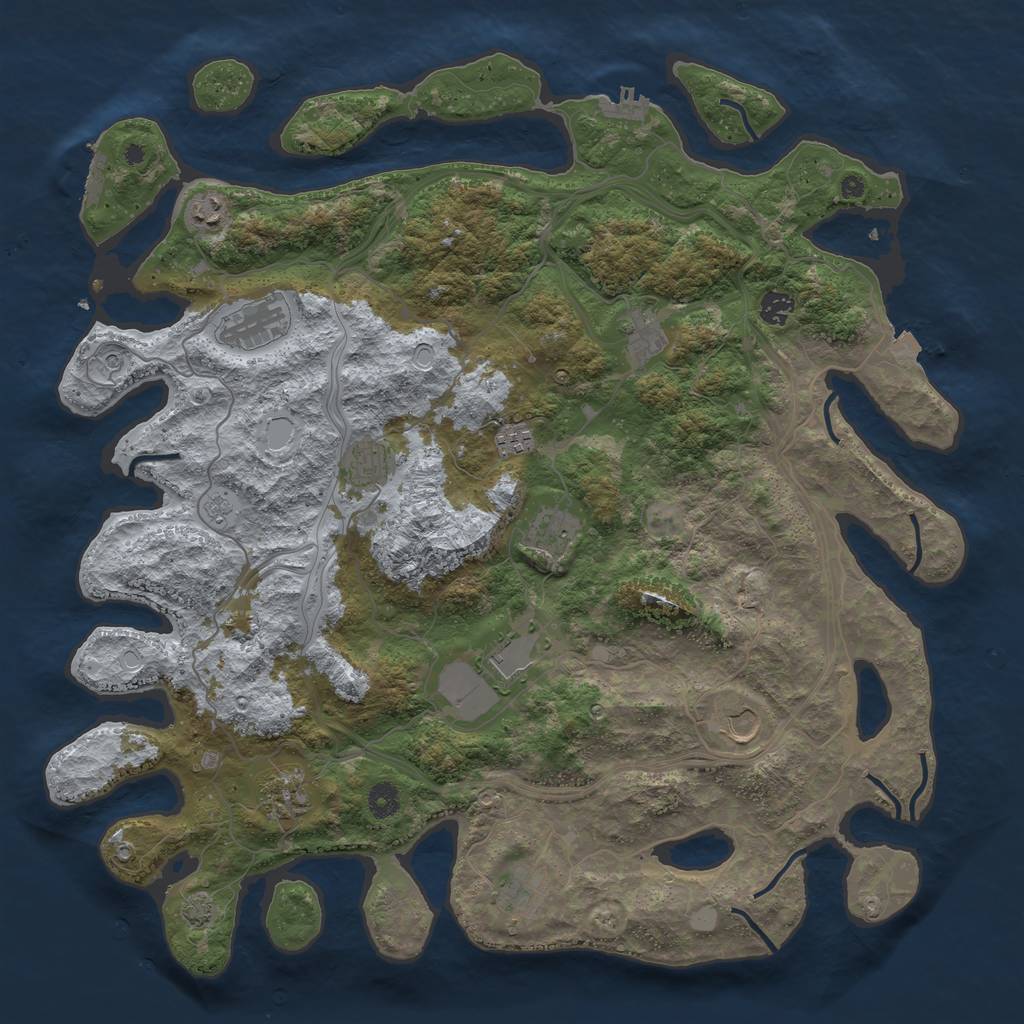 Rust Map: Procedural Map, Size: 4500, Seed: 1091427148, 19 Monuments