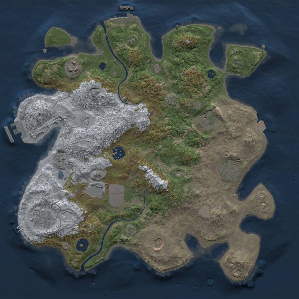 Rust Map: Procedural Map, Size: 3500, Seed: 2791356, 14 Monuments