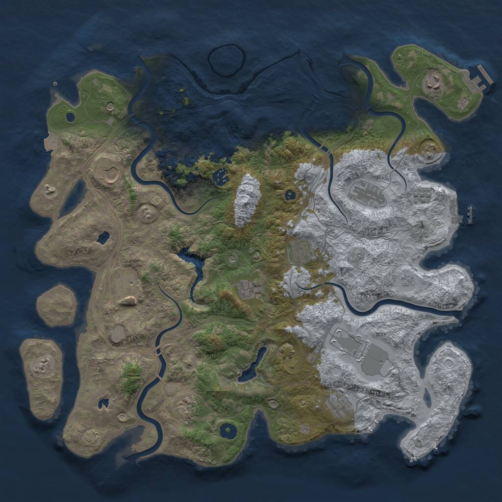 Rust Map: Procedural Map, Size: 4500, Seed: 1353356574, 17 Monuments