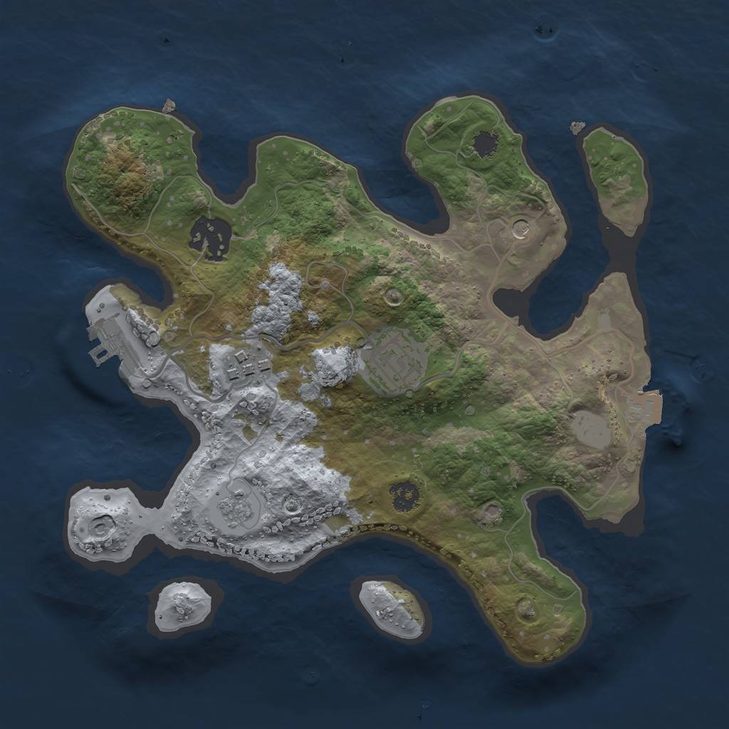 Rust Map: Procedural Map, Size: 2500, Seed: 1377579724, 9 Monuments