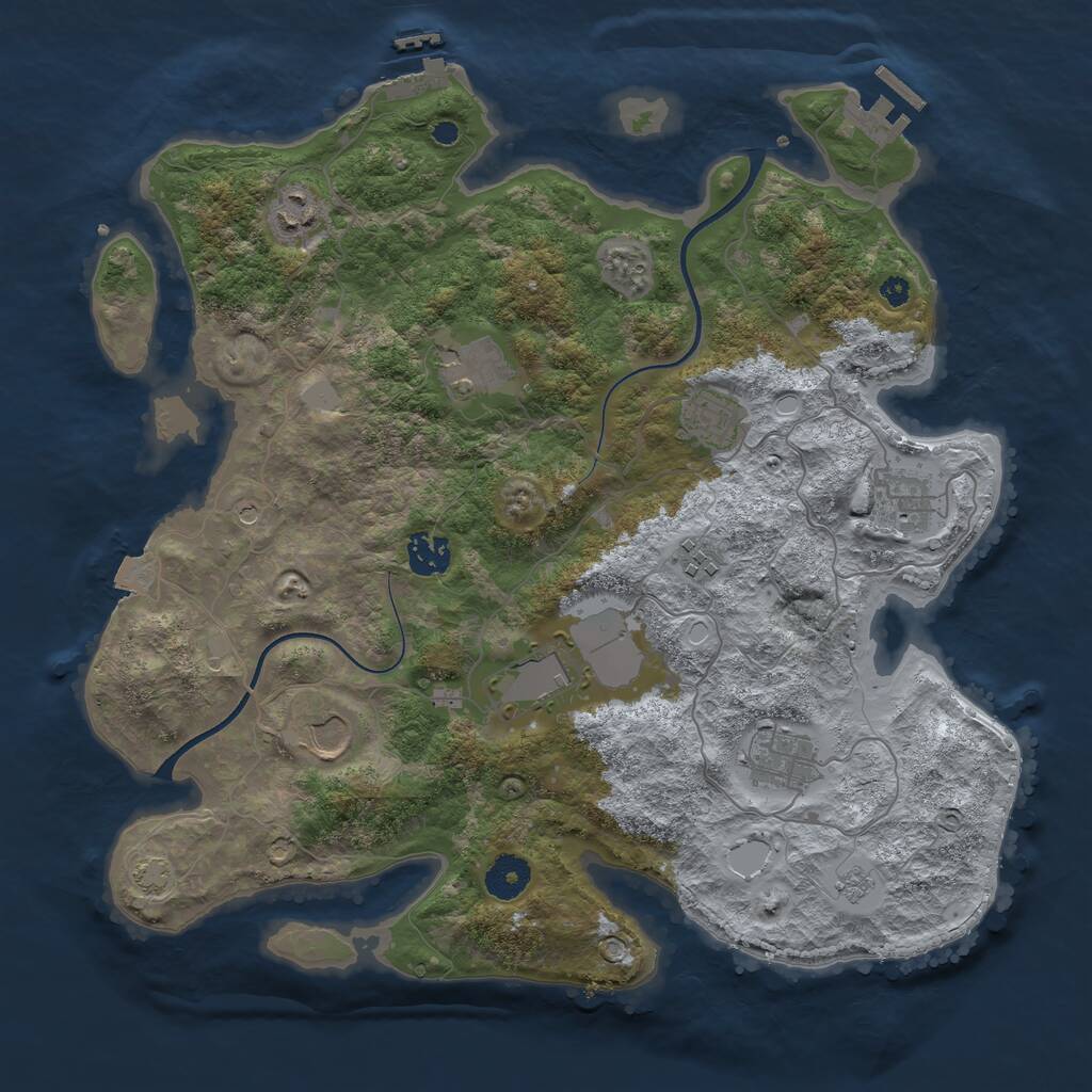 Rust Map: Procedural Map, Size: 3700, Seed: 101201687, 15 Monuments
