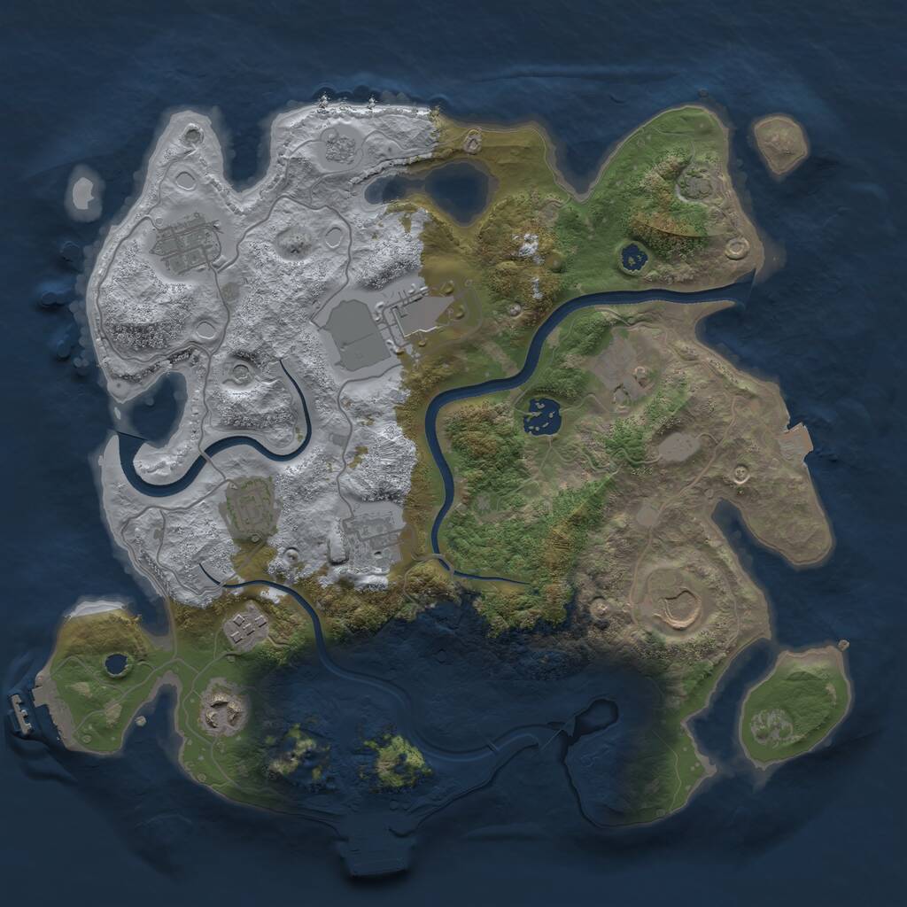 Rust Map: Procedural Map, Size: 3500, Seed: 350183190, 15 Monuments