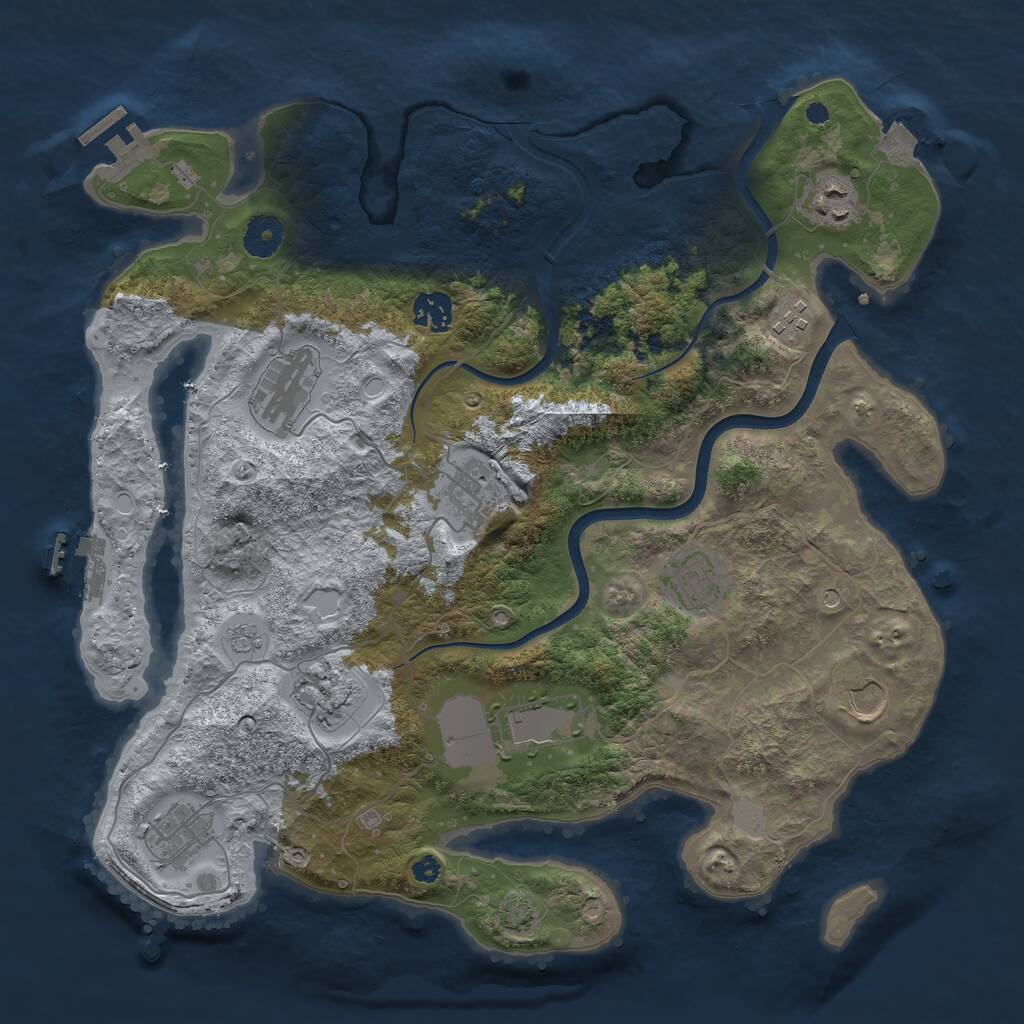 Rust Map: Procedural Map, Size: 3750, Seed: 782889, 16 Monuments