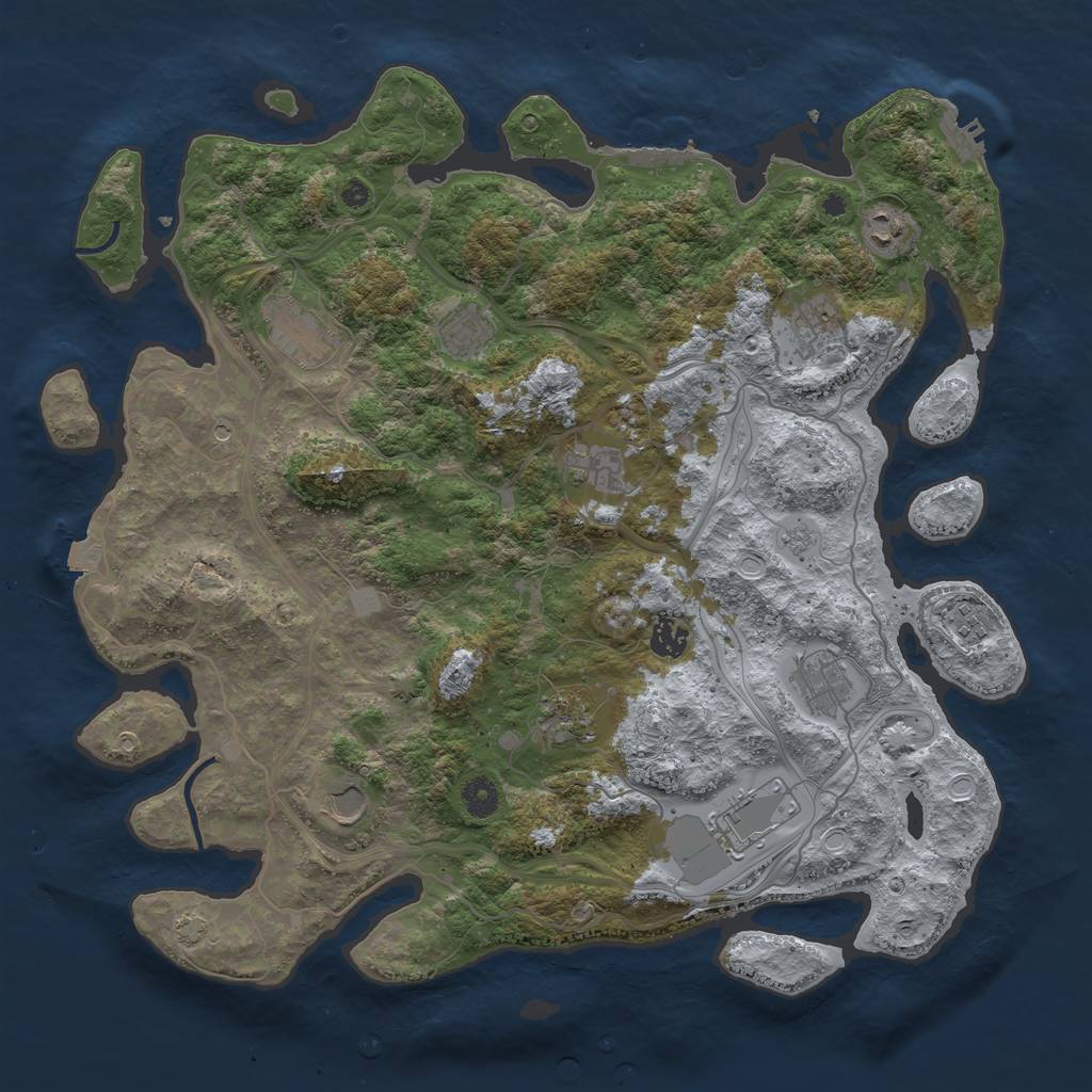 Rust Map: Procedural Map, Size: 4250, Seed: 640754144, 19 Monuments