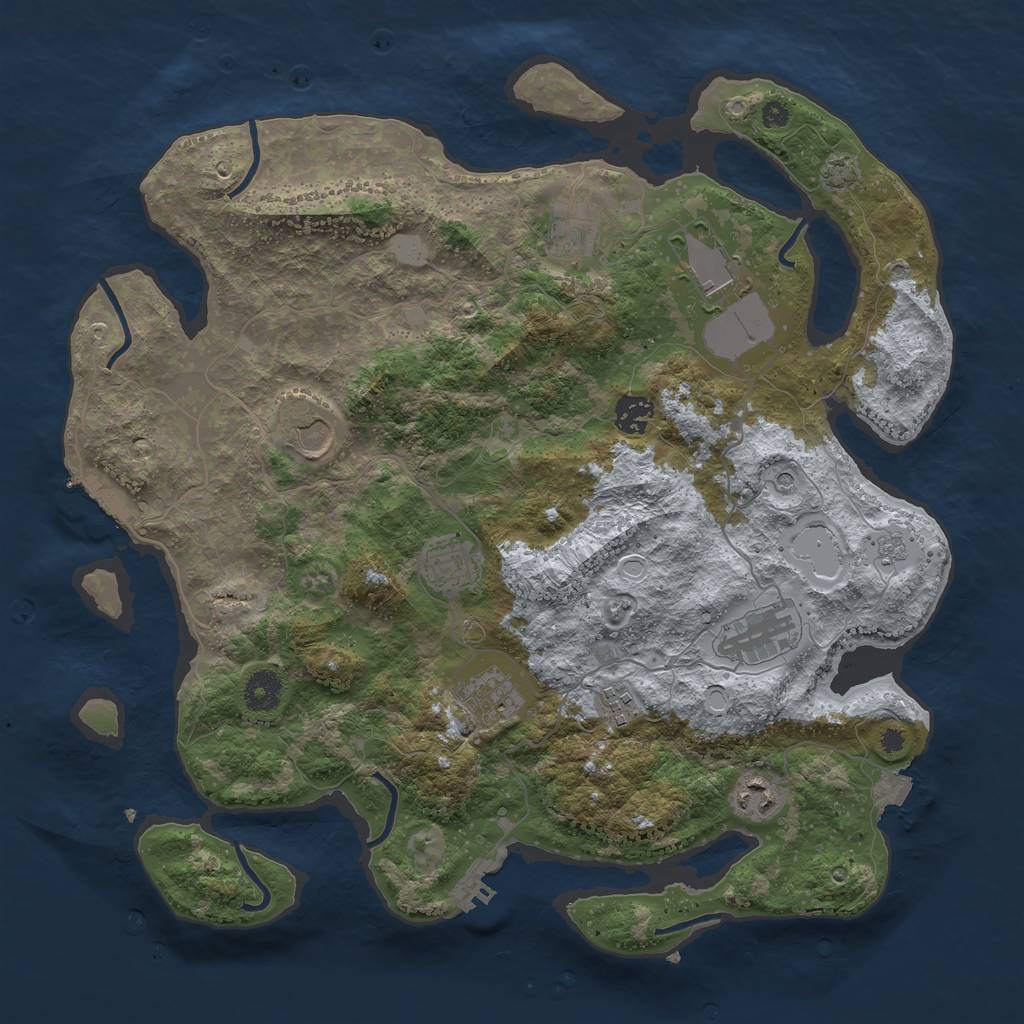 Rust Map: Procedural Map, Size: 3850, Seed: 47862066, 17 Monuments