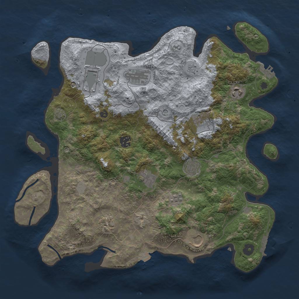 Rust Map: Procedural Map, Size: 3850, Seed: 13823711, 18 Monuments