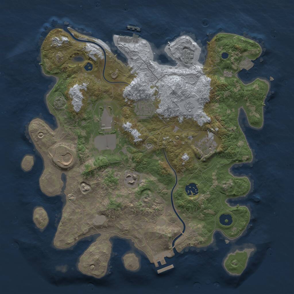 Rust Map: Procedural Map, Size: 3500, Seed: 2714812, 13 Monuments