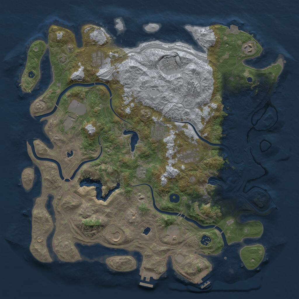 Rust Map: Procedural Map, Size: 4500, Seed: 455980941, 16 Monuments