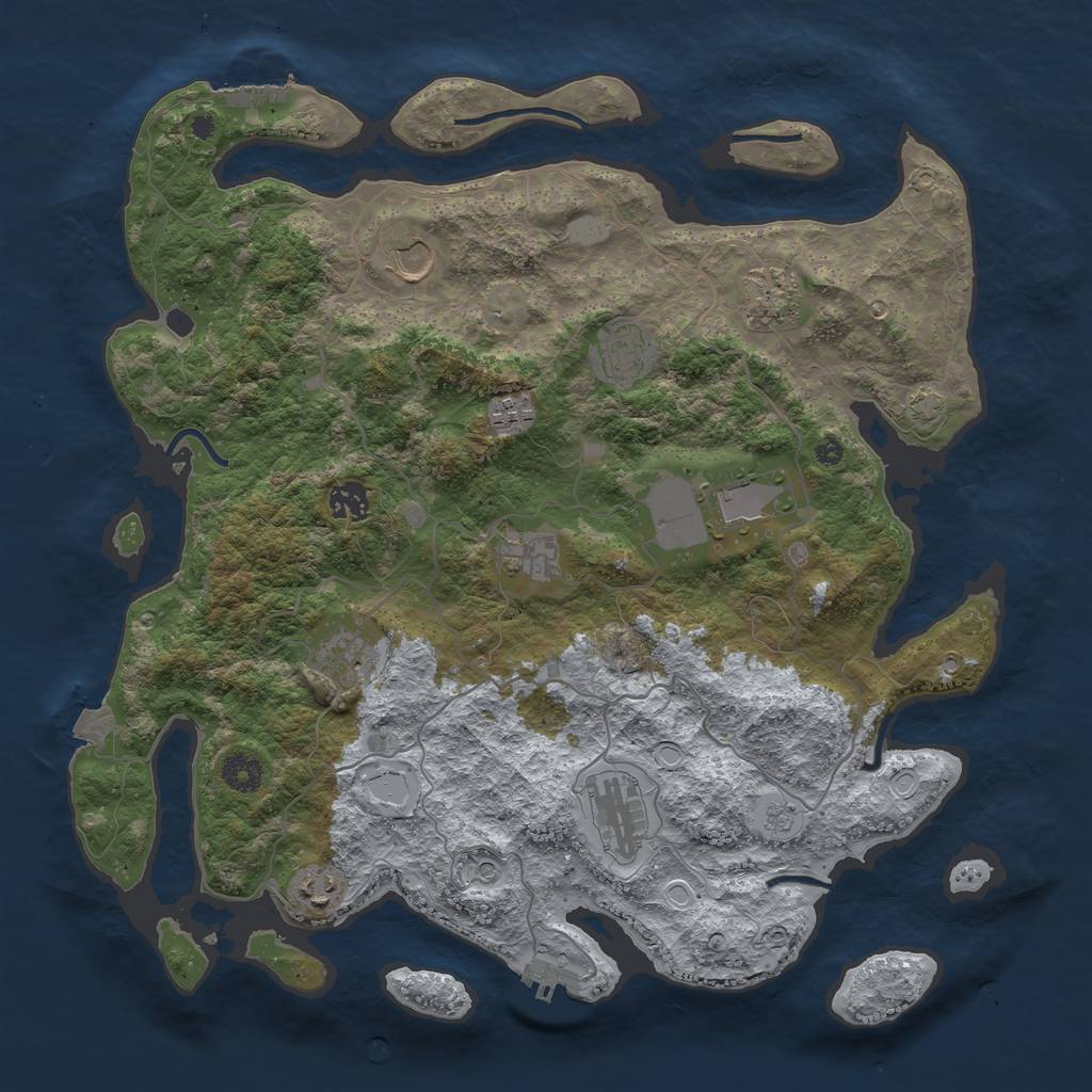 Rust Map: Procedural Map, Size: 4000, Seed: 1646582494, 18 Monuments