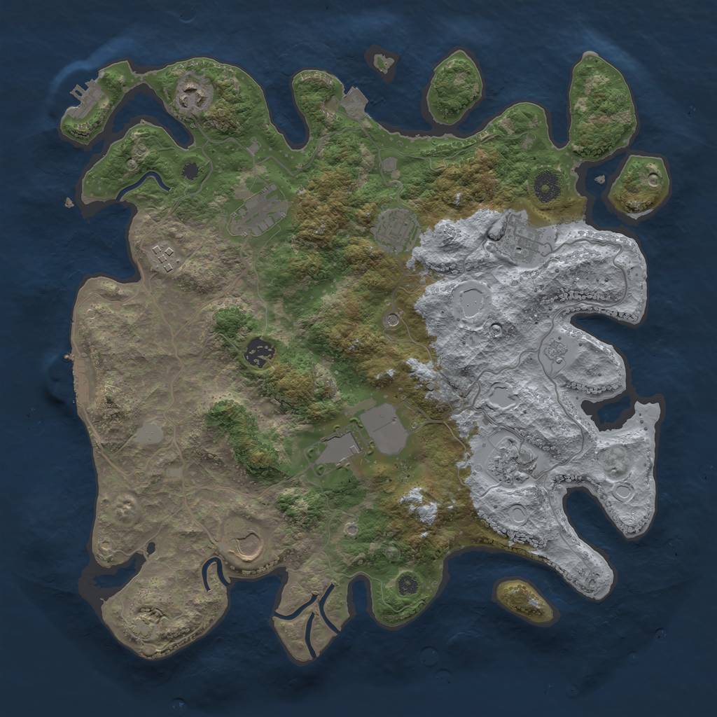 Rust Map: Procedural Map, Size: 3750, Seed: 2141643864, 17 Monuments