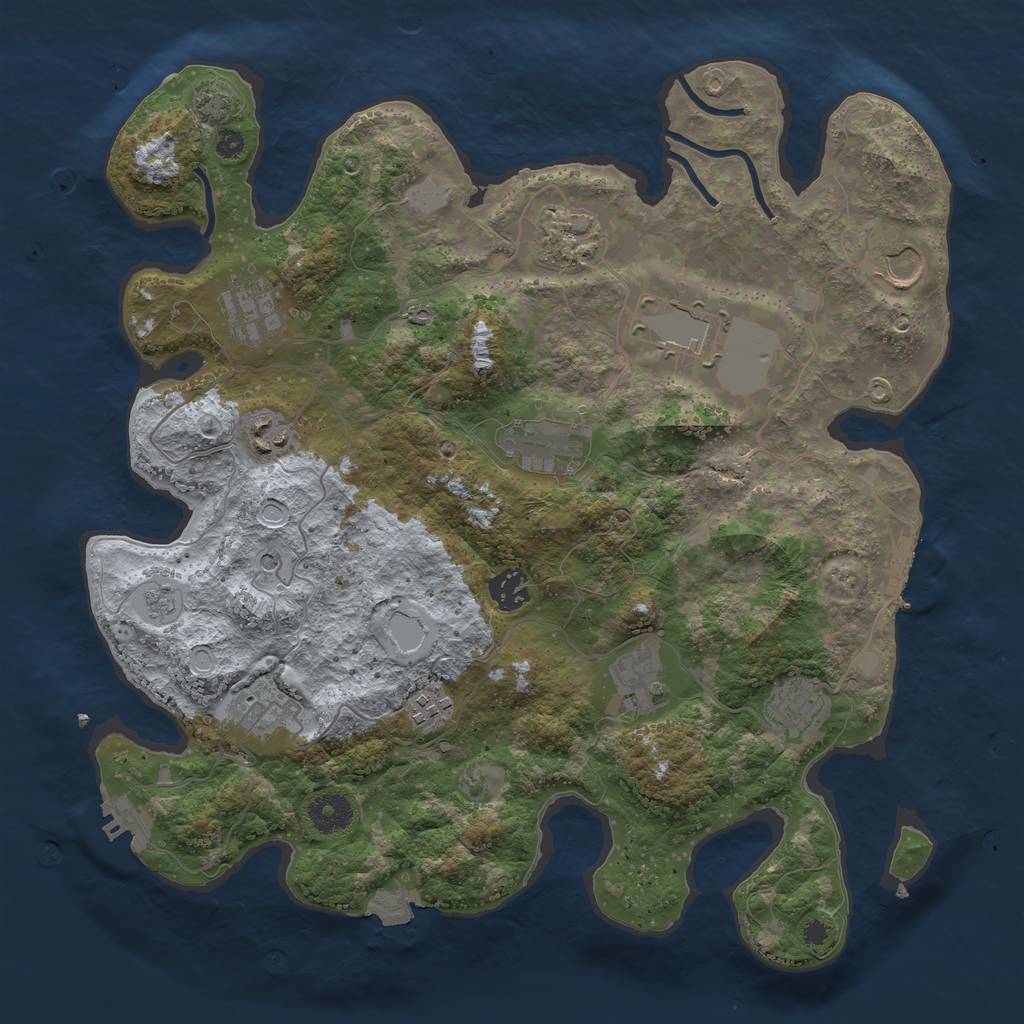 Rust Map: Procedural Map, Size: 3700, Seed: 1233755993, 19 Monuments