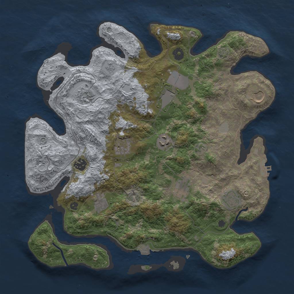 Rust Map: Procedural Map, Size: 3700, Seed: 364192334, 16 Monuments