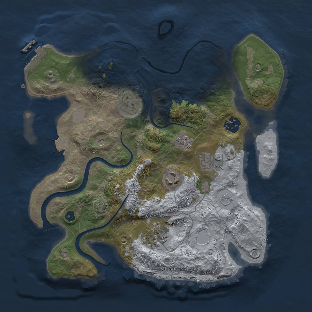 Rust Map: Procedural Map, Size: 3000, Seed: 1155399423, 11 Monuments