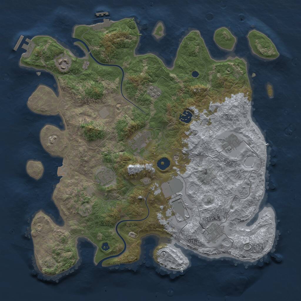 Rust Map: Procedural Map, Size: 3700, Seed: 1947693072, 14 Monuments