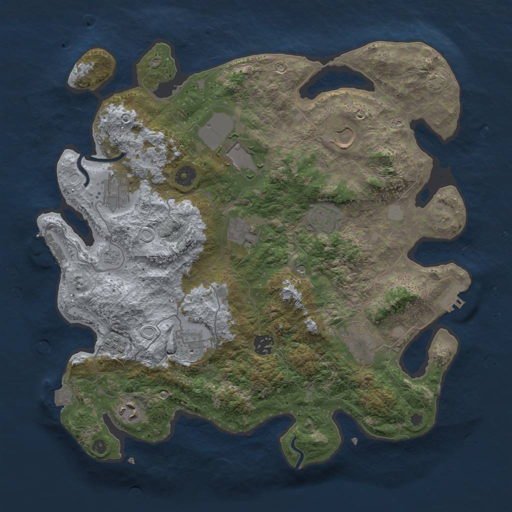 Rust Map: Procedural Map, Size: 3700, Seed: 78349615, 18 Monuments