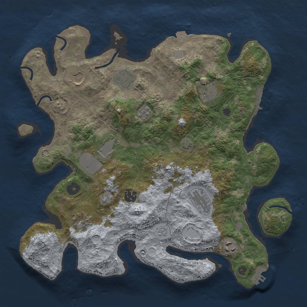 Rust Map: Procedural Map, Size: 3600, Seed: 624320089, 17 Monuments