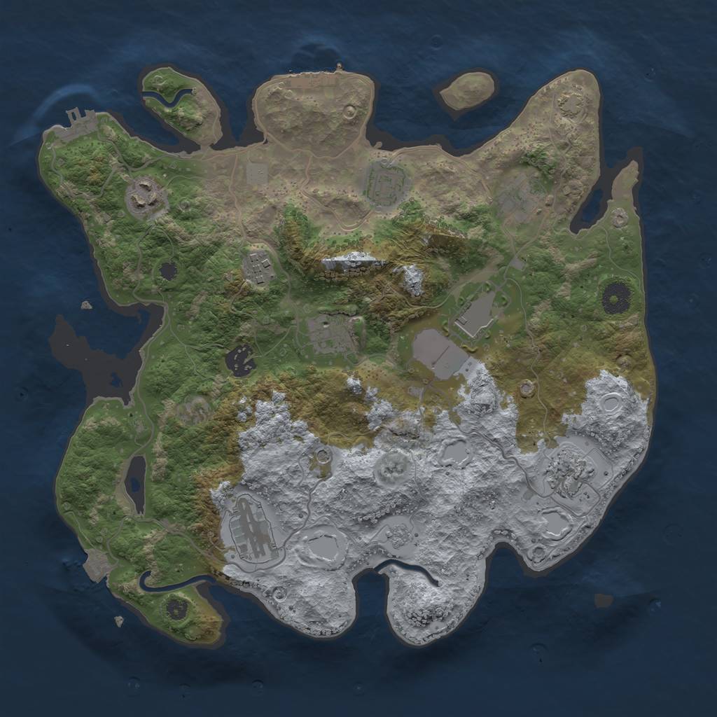 Rust Map: Procedural Map, Size: 3500, Seed: 1194677929, 17 Monuments