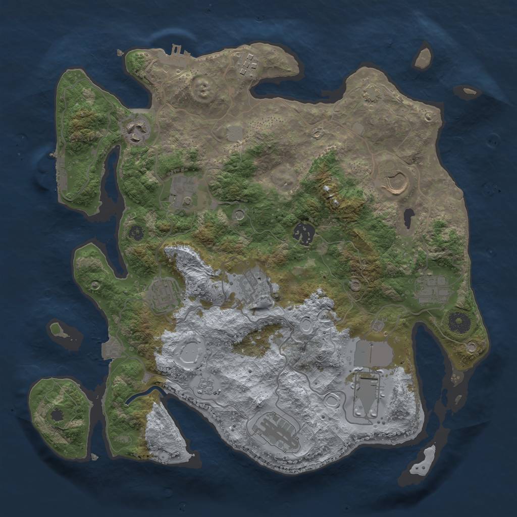 Rust Map: Procedural Map, Size: 3500, Seed: 438737341, 18 Monuments