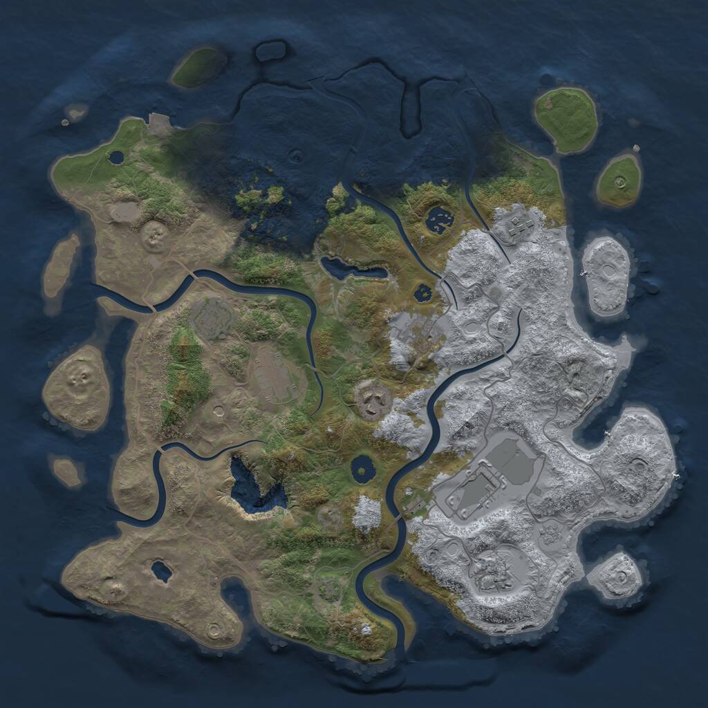 Rust Map: Procedural Map, Size: 4050, Seed: 2085303766, 12 Monuments