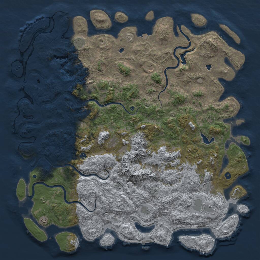 Rust Map: Procedural Map, Size: 6000, Seed: 580873516, 16 Monuments