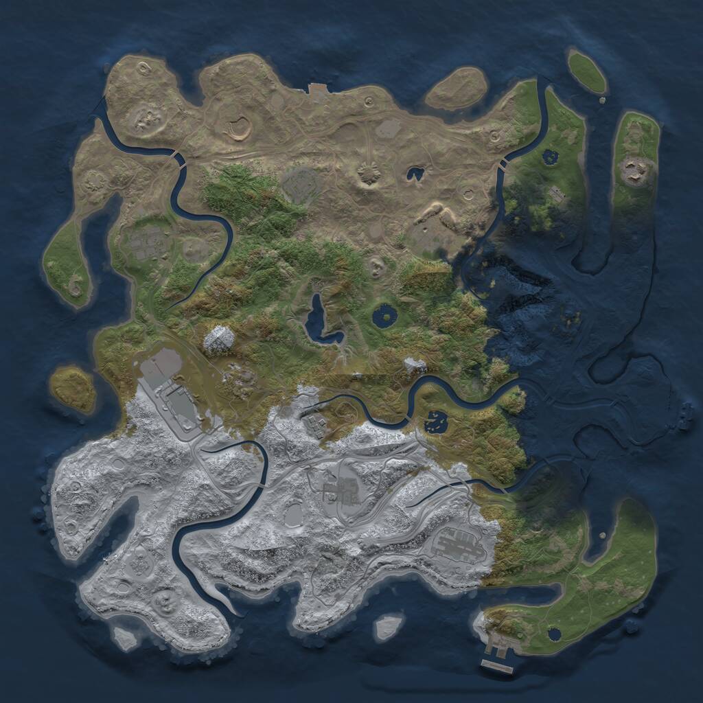 Rust Map: Procedural Map, Size: 4400, Seed: 17423393, 17 Monuments