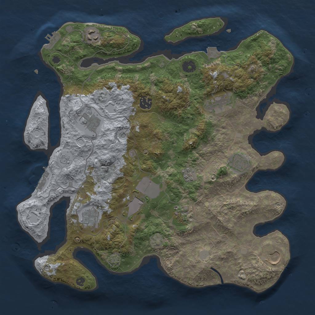 Rust Map: Procedural Map, Size: 3600, Seed: 72944710, 18 Monuments