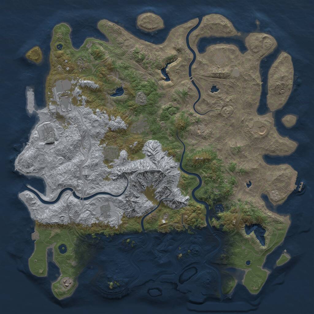 Rust Map: Procedural Map, Size: 5200, Seed: 1044114742, 17 Monuments