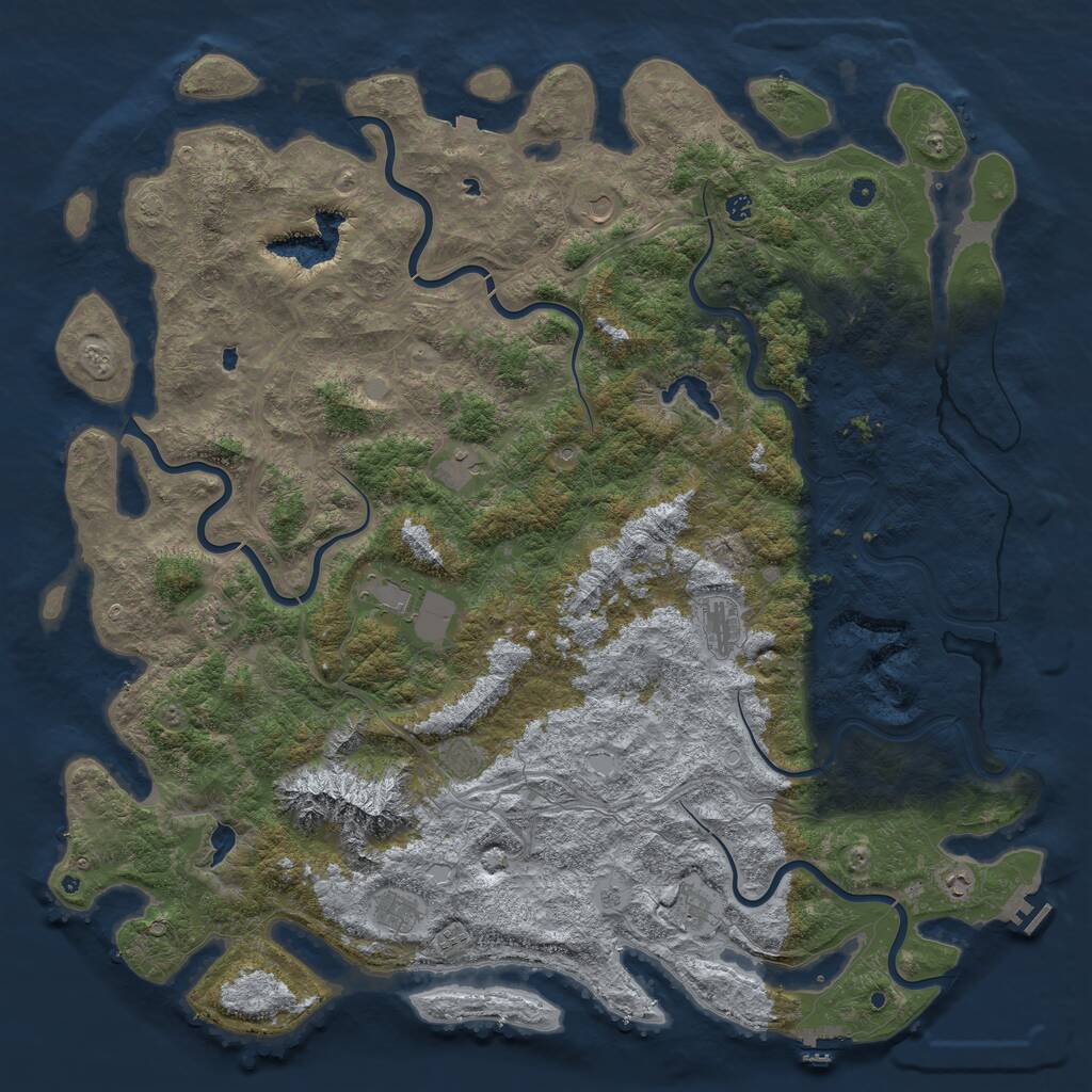 Rust Map: Procedural Map, Size: 6000, Seed: 506904678, 17 Monuments